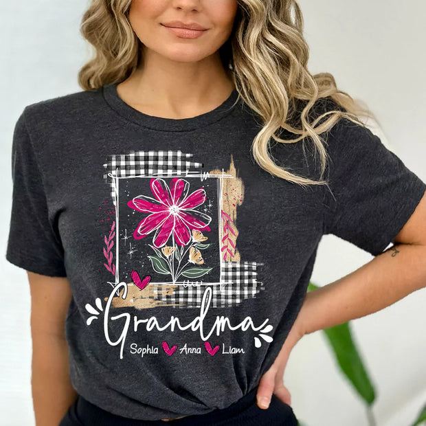 Custom Artistic Checkered Wildflowers As A Gift T-Shirt