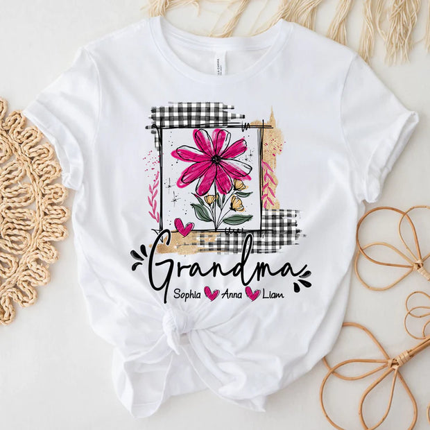 Custom Artistic Checkered Wildflowers As A Gift T-Shirt