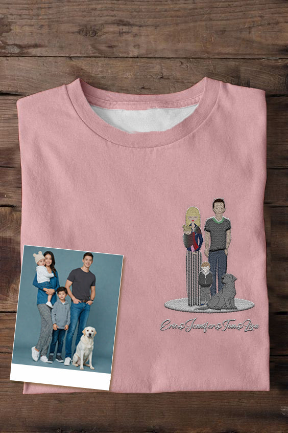 Custom Family Member Embroidered T-Shirt