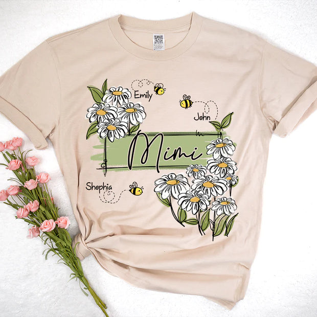 Custom Art Wildflowers Mimi And Bee Kids T-Shirt
