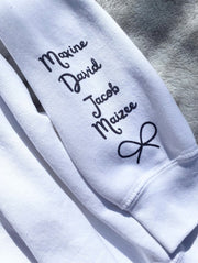 Custom Grandma Sweatshirt with grandkid names and significant other on sleeves