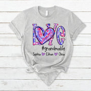 Love Grandmalife/MomLife Color And Grandkids/Son Custom Names T-Shirt