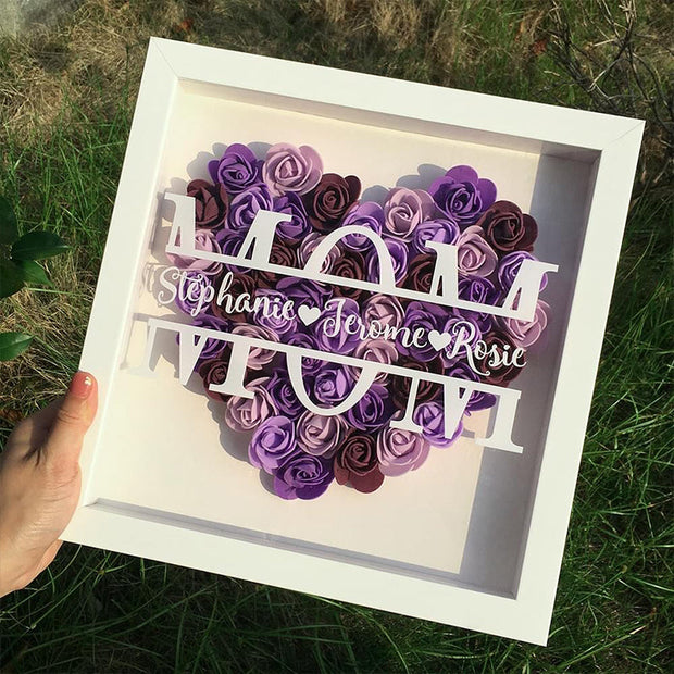 Personalized Mom Flower Shadow Box With Name For Mother's Gift