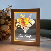 Personalized Birth flower Bouquet Names LED Light